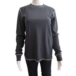 Long Sleeve Thermal Grey White Contrast Stitching Size Medium
